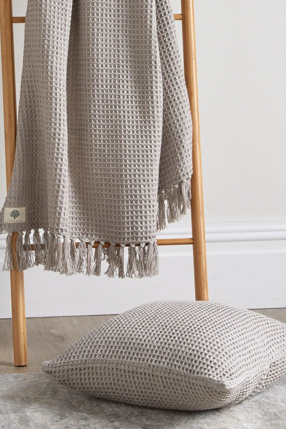 Appletree 'Bruges' Filled Cushion With Geo Waffle Texture in Natural 3