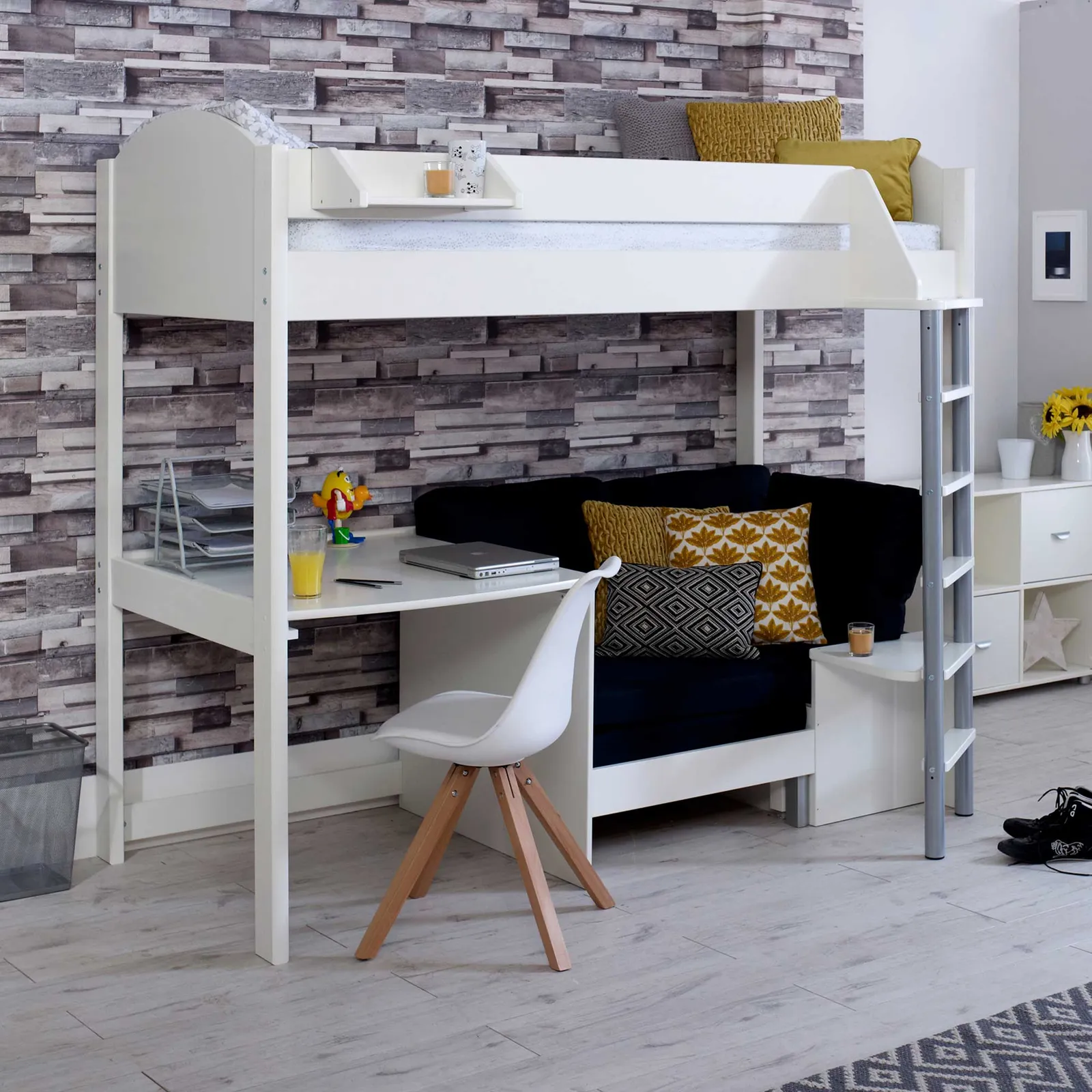 Nova B Childrens Highsleeper Bed with Desk and Futon
