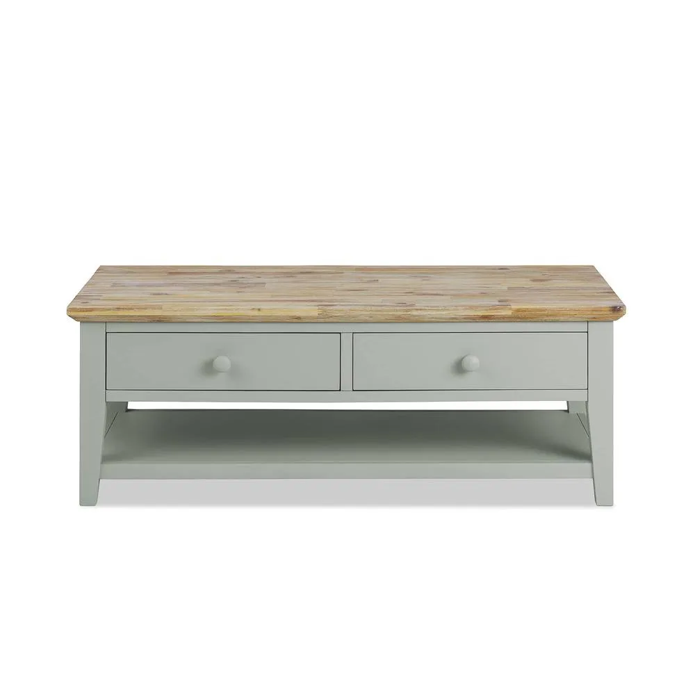 Statement Furniture Florence Coffee Table with Drawers in Light Green 3