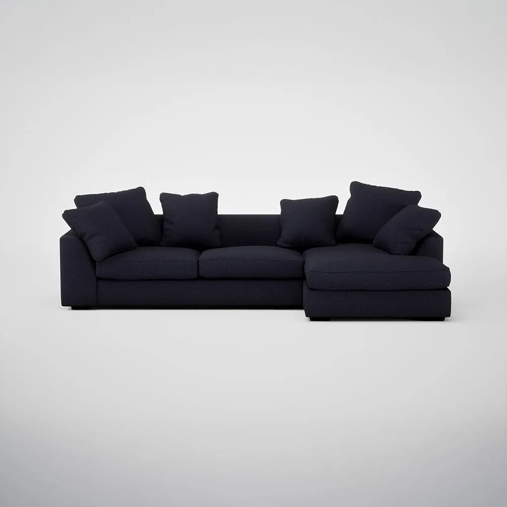 Heal's Cumulus Right Hand Facing Corner Sofa Boucle Indigo Black Feet 1