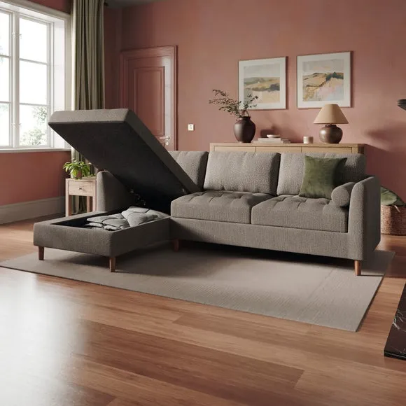 Max Multi Yarn Boucle Corner Storage Sofa Bed 3