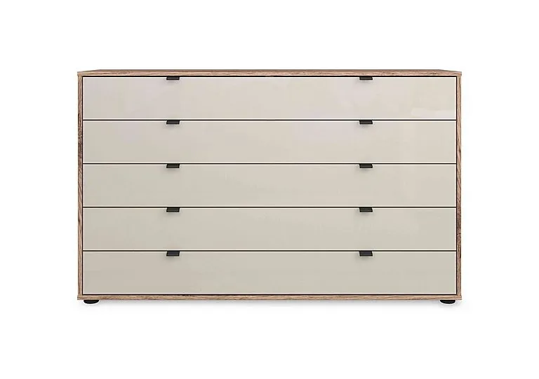 Hong Kong 141cm 5 Drawer Chest with Glass Drawers - Champagne