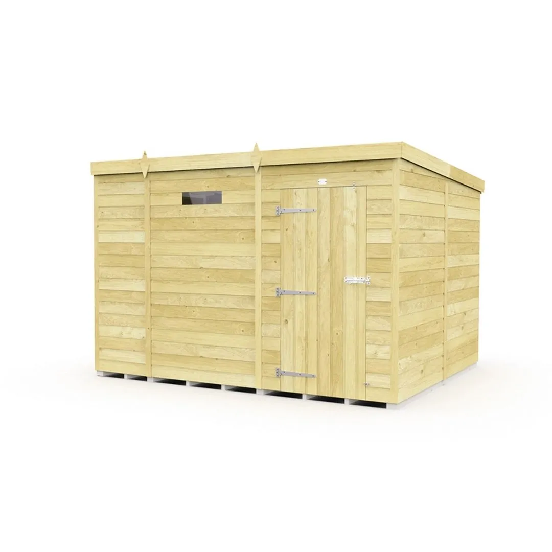 Buttercup Farm 9 x 8 Feet Pent Security Shed - Single Door - L231 x W276 x H201 cm in Brown