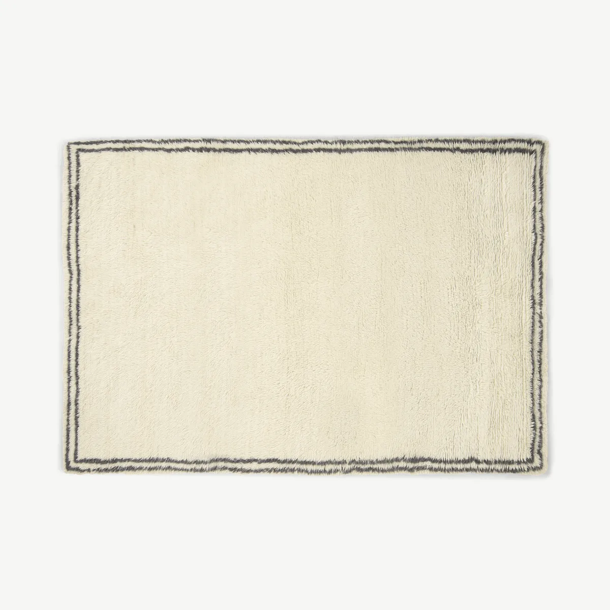 Heijer Washed Shaggy 100% Wool Rug, Large 160 x 230 cm, Off-White & Black