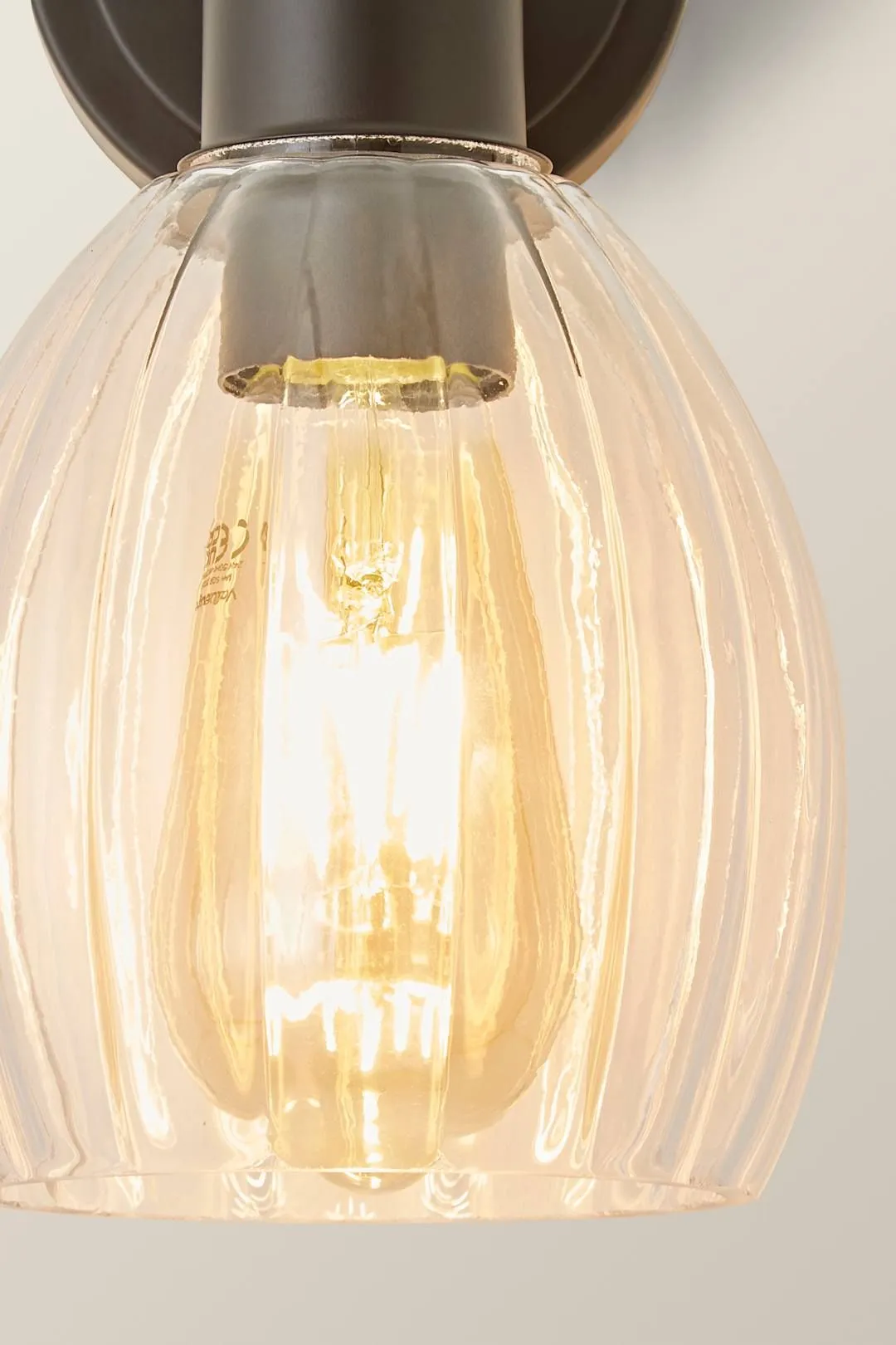 ValueLights Cheltenham Pair of Ribbed Glass Dome Adjustable Spotlight Wall Lights in Black 5