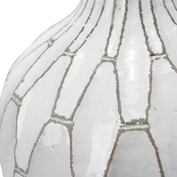 Pacific Gaudi White Stoneware Geometric Vase, White 2
