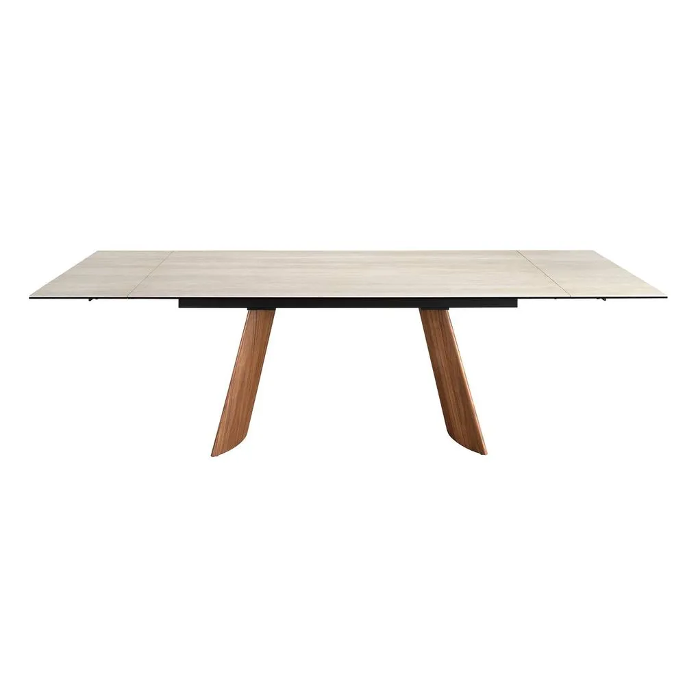 Angel Cerda Sand Porcelain Marble Extendable Dining Table in Light Sand 6