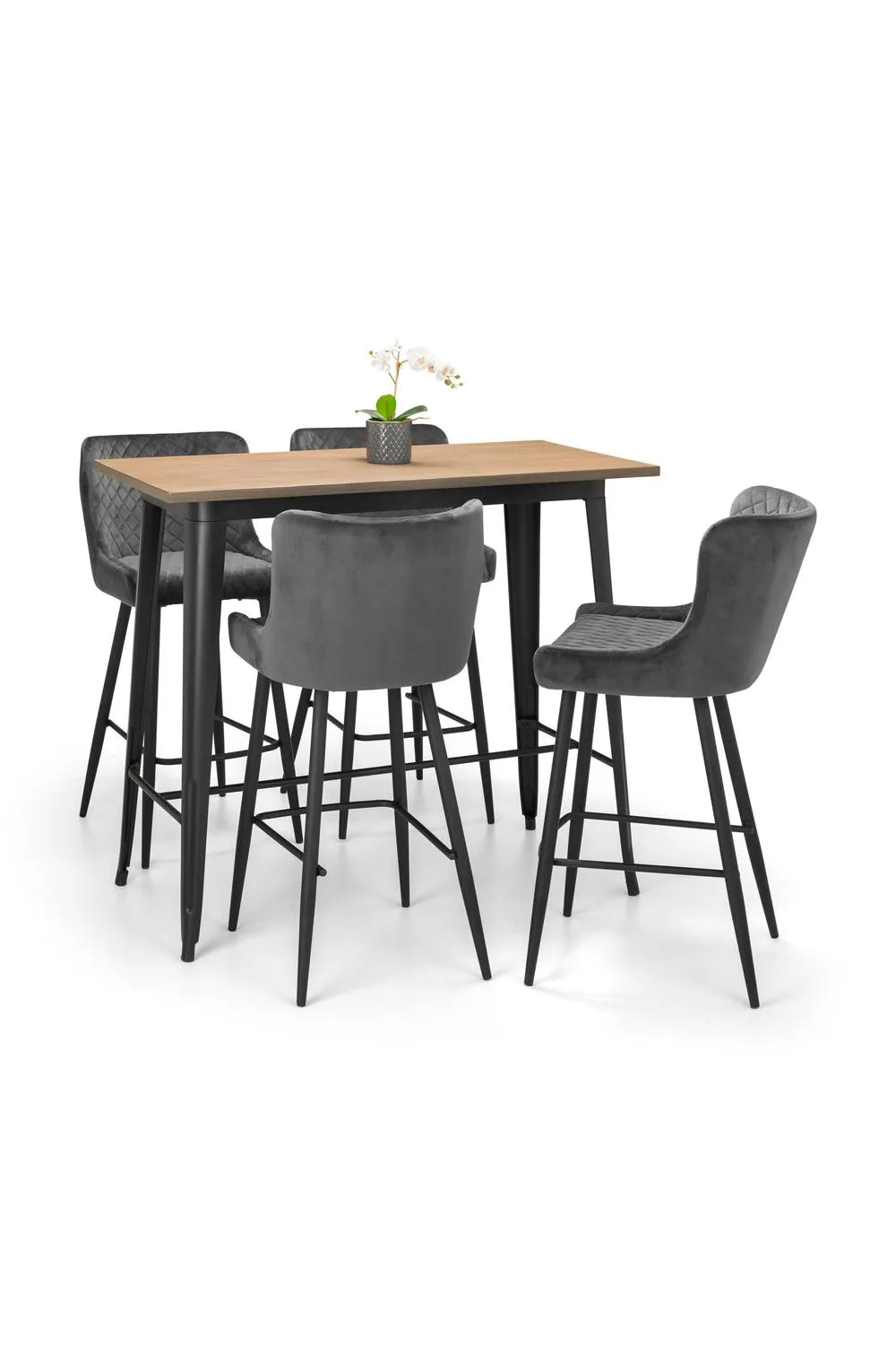 Julian Bowen Luxe Diamond Quilted Upholstered Bar Stool (Set of 2) in Grey 5