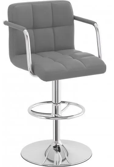 netfurniture Prime Adjustable Bar Stool Brown Arm Rests in Grey