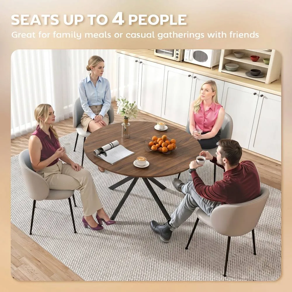 HOMCOM 120 cm Dining Table for 4, Industrial Kitchen Table with Steel Legs in Brown 5