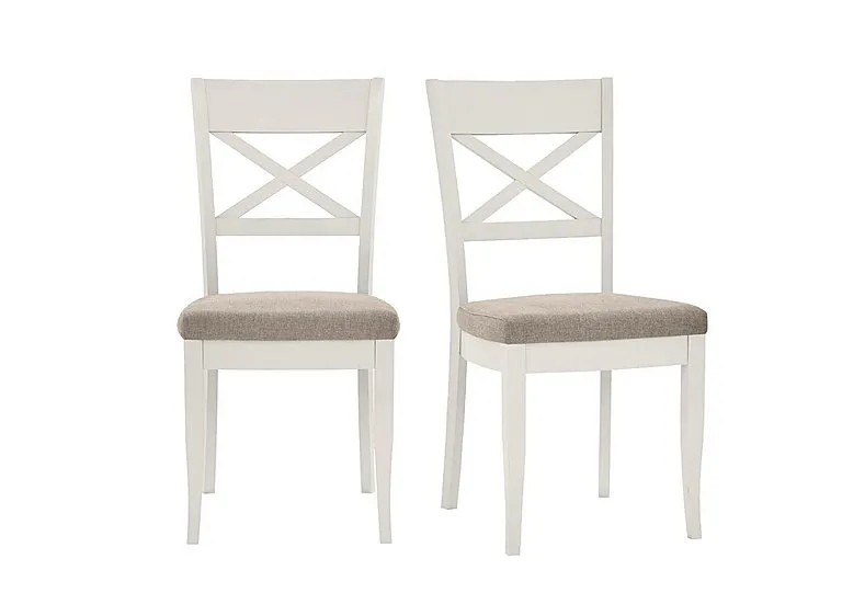 Annecy Pair of Cross Back Fabric Dining Chairs - Pebble Grey