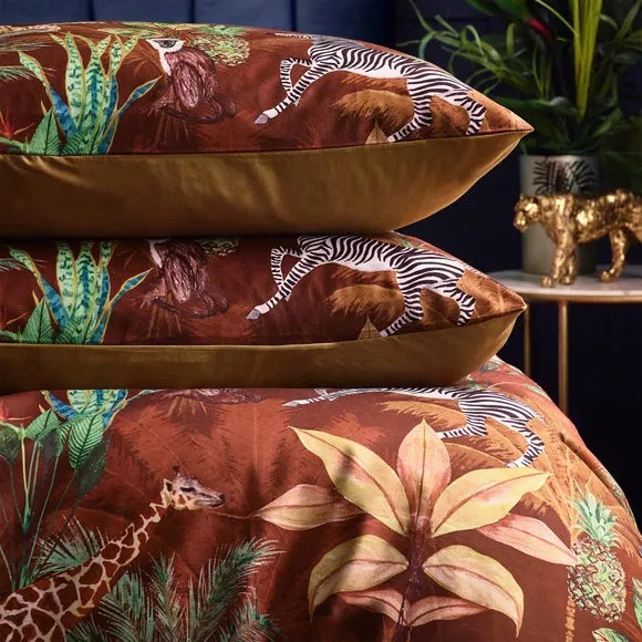 Wylder Aranya Velvet Duvet Cover & Pillowcase Set, Rust 5
