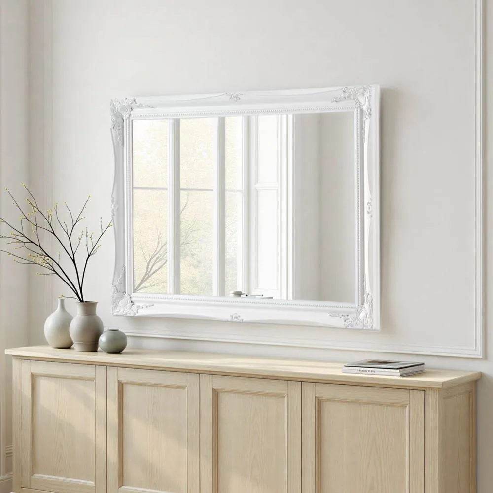 Yearn Mirrors French Style Carved Mirror White 105x75cm 2