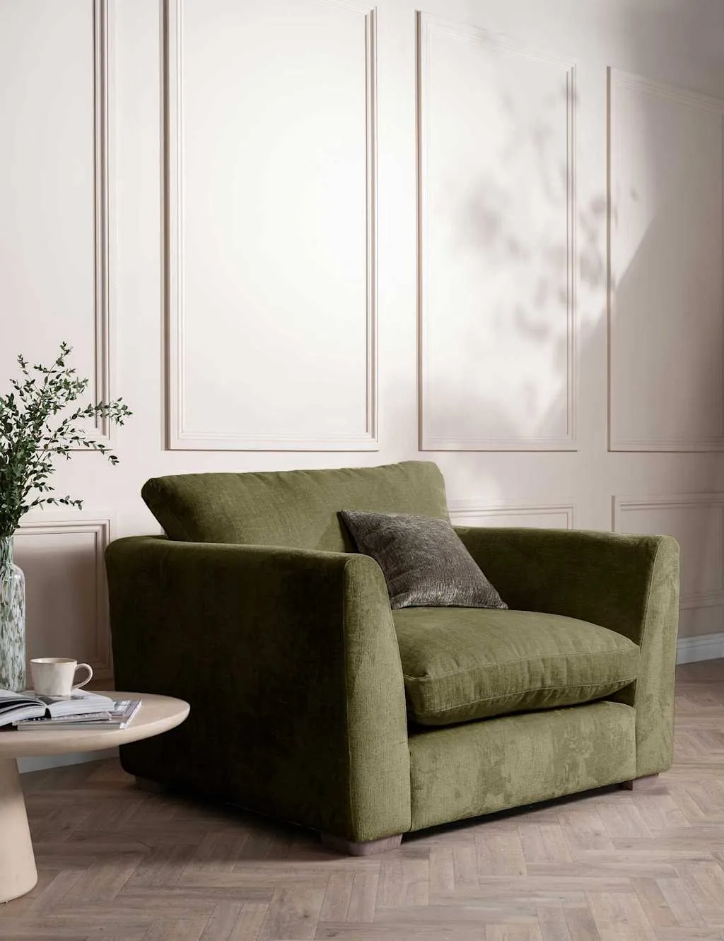 BARKER AND STONEHOUSE Palmer Textured Chenille Snuggle Chair Green
