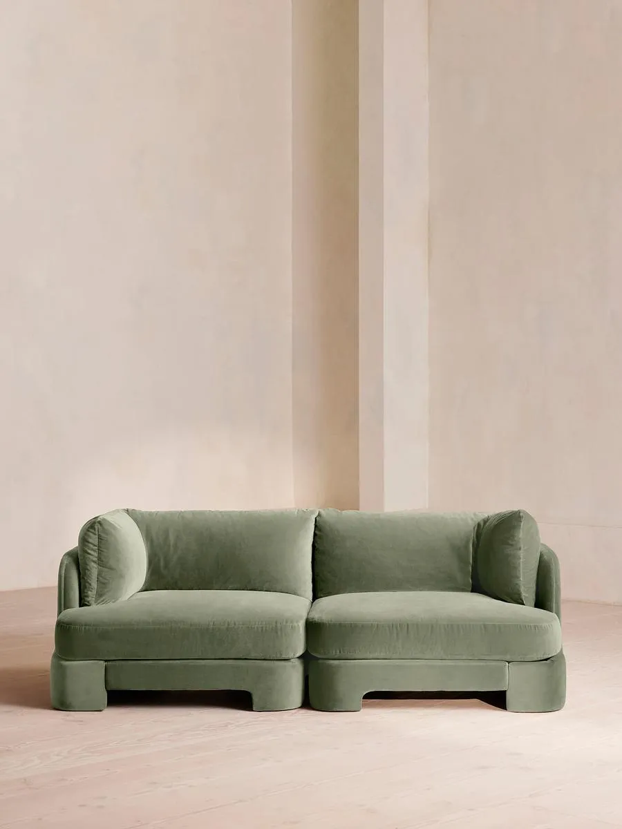 Odell Deeper Sit Modular Sofa, Three Seater, Velvet, Seafoam