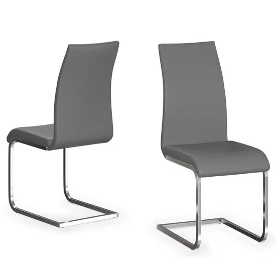 Paolo Grey Faux Leather Dining Chair In A Pair