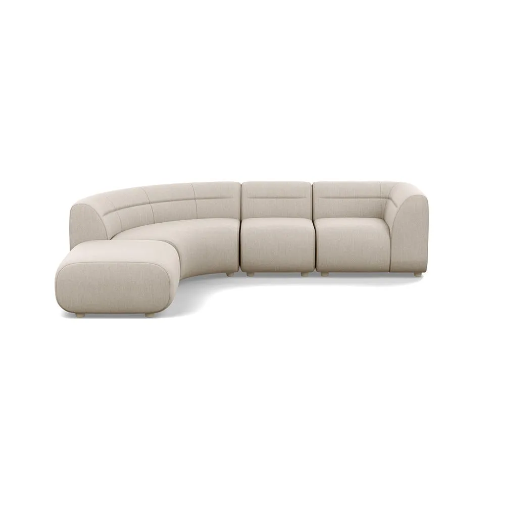 Heal's Lilli Left Hand Facing Curved Corner Sofa Broadweave Putty Natural Beech Feet 1