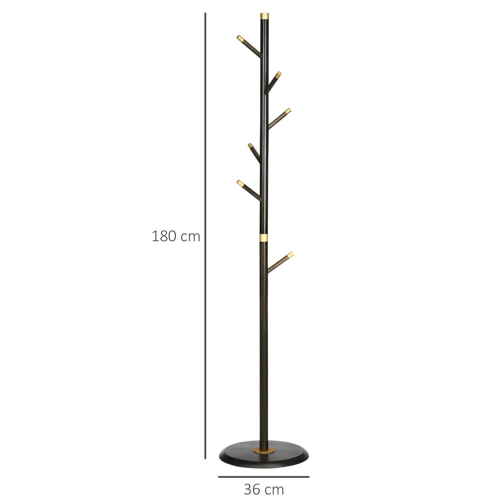 HOMCOM Freestanding Coat Rack Stand Coat Hanger with 6 Hooks in Brown 3