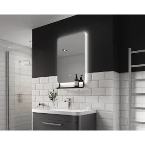 Sensio Brampton Colour Changing Matt Black LED Mirror with Hanging Shelf - 800 x 500mm 2