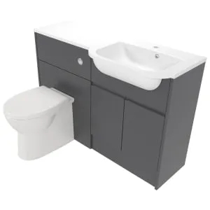 Deccado Clifton Charcoal Grey Right Hand 1200mm Fitted Vanity & Toilet Pan Unit Combination with Right Hand Basin