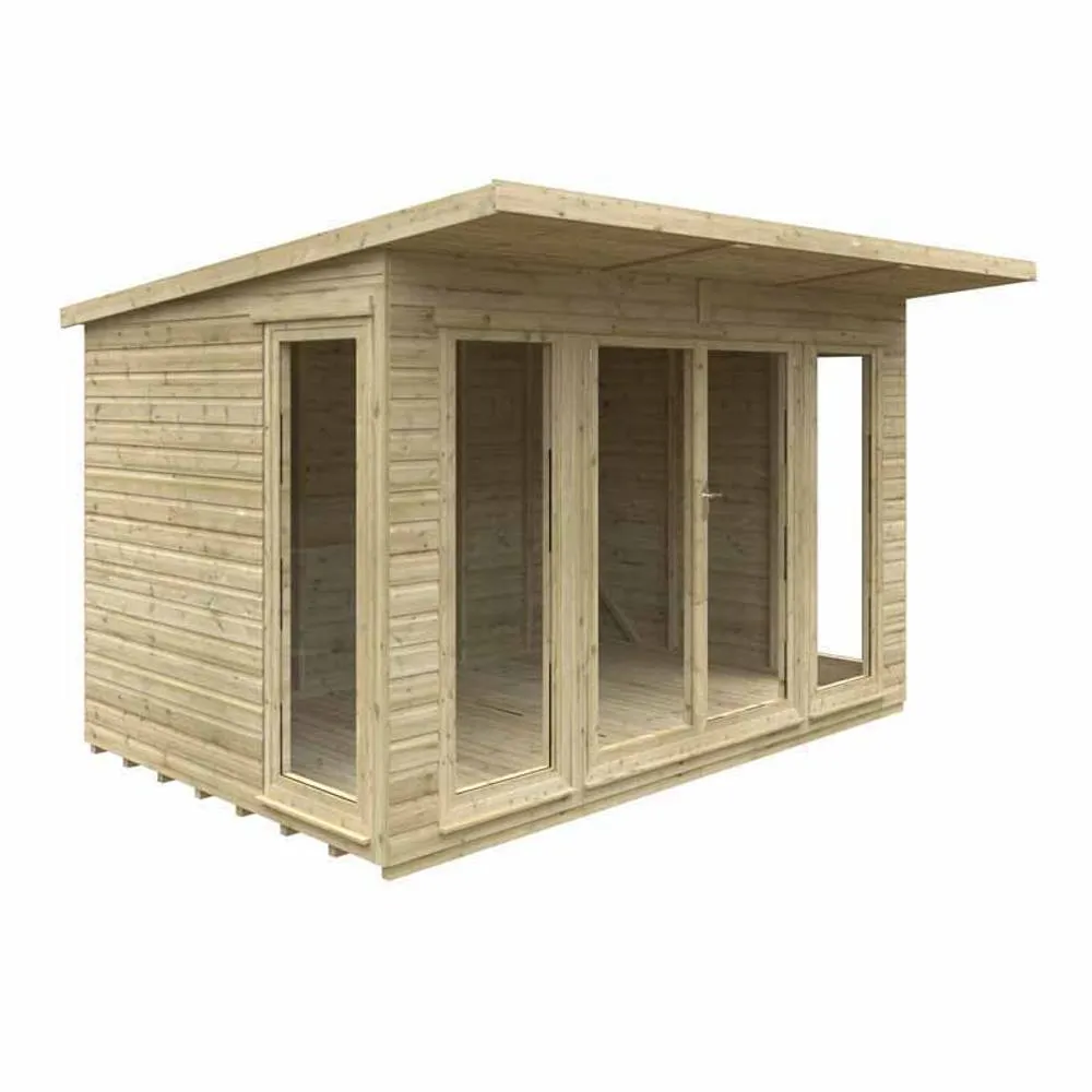 Buttercup Farm 12x8 Feet Tanalised Garden Studio 16mm Shed - Solid Wood/Softwood/Pine in Natural