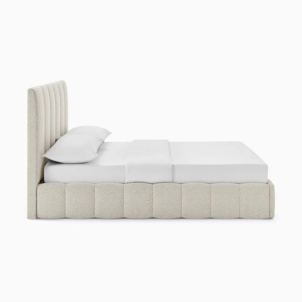 FurnitureboxUK Trifle Beige Boucle Fabric Ottoman Double Bed Frame 4