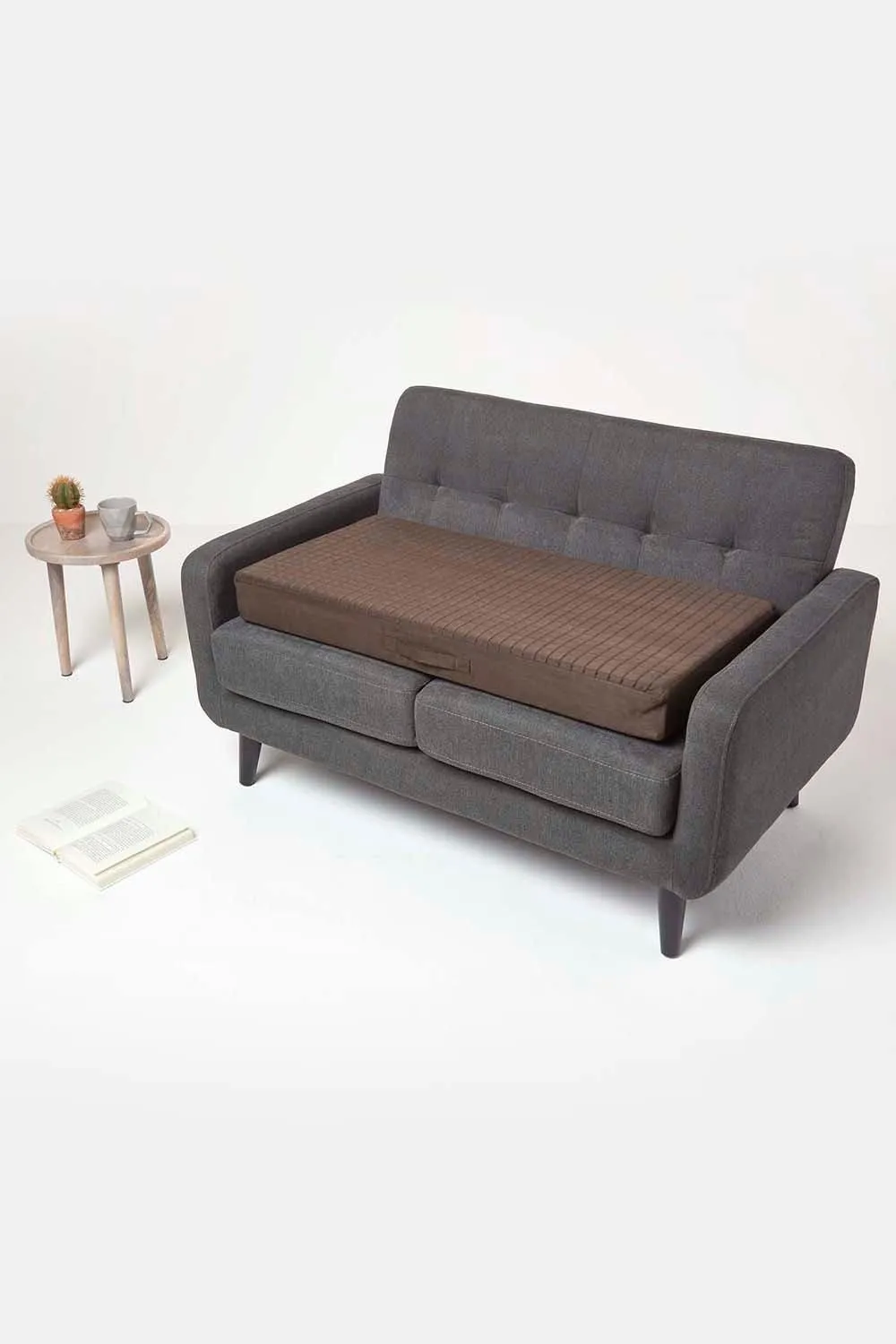 Homescapes Suede Orthopaedic Foam 2 Seater Booster Cushion in Chocolate 5
