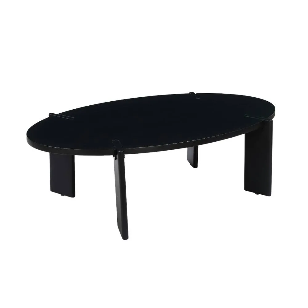 sweeek Solid mango wood oval coffee table in Black 2