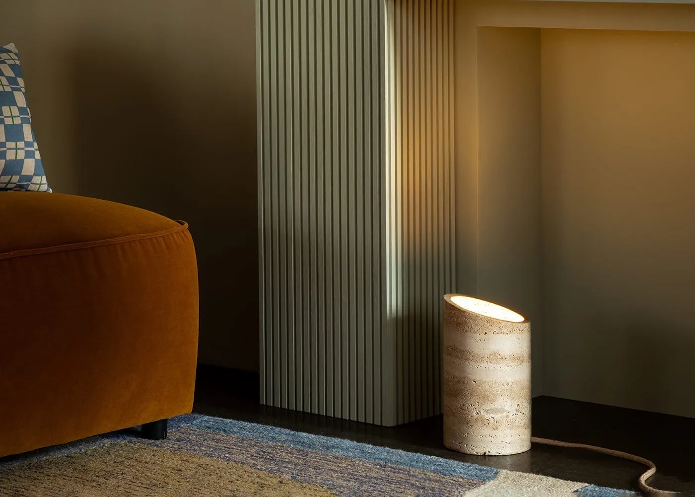 Heal's Eliot Travertine Uplighter Floor Lamp 3