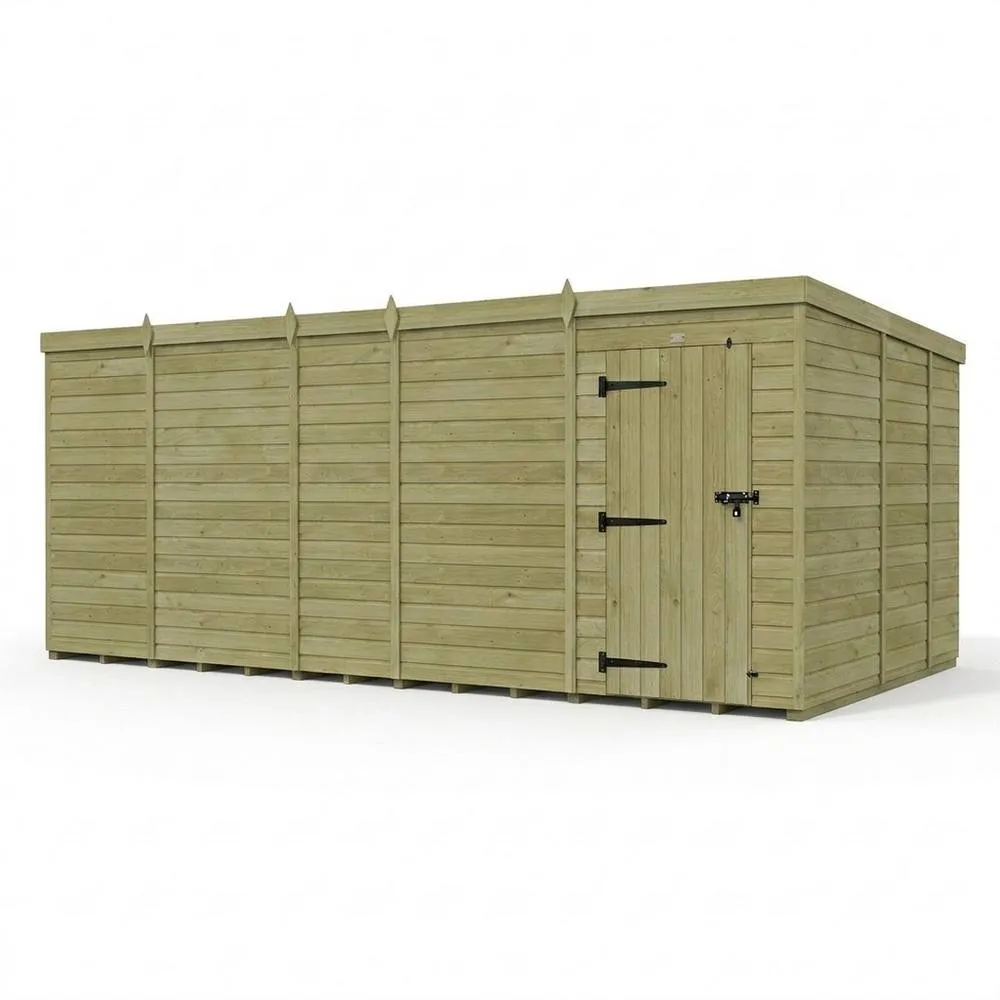 Buttercup Farm 19ft x 9ft Pent Garden Shed Single Door No Windows - Timber in Brown