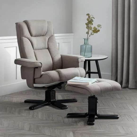 Return - Malmo Faux Linen Swivel Recliner & Footstool