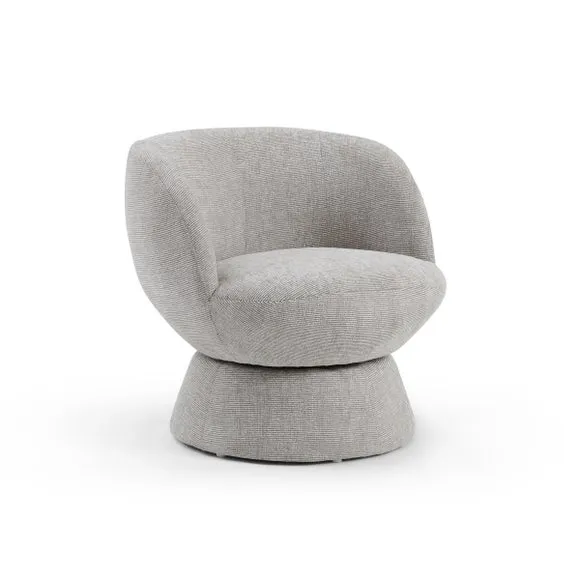 Tulip Chenille Curved Swivel Accent Chair 5