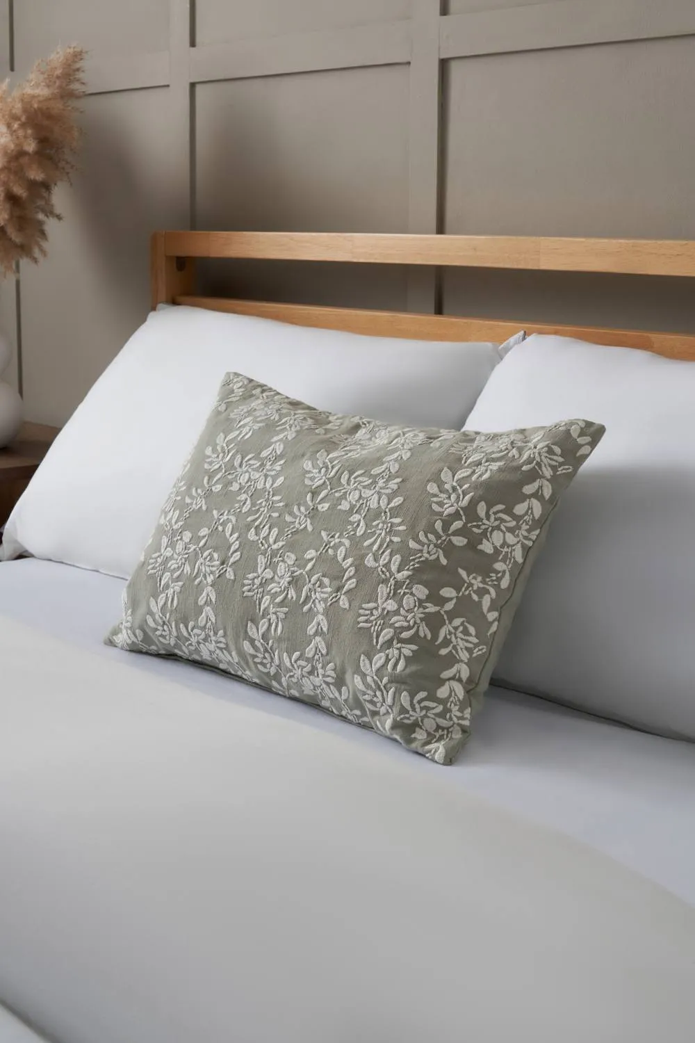 BHS Rustic Floral Cushion in Green