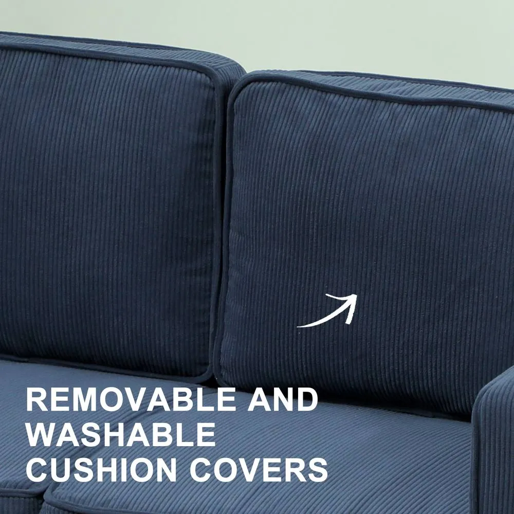 HOMCOM Compact 2 Seater Sofa with Under Seat Storage for Small Spaces Blue 6
