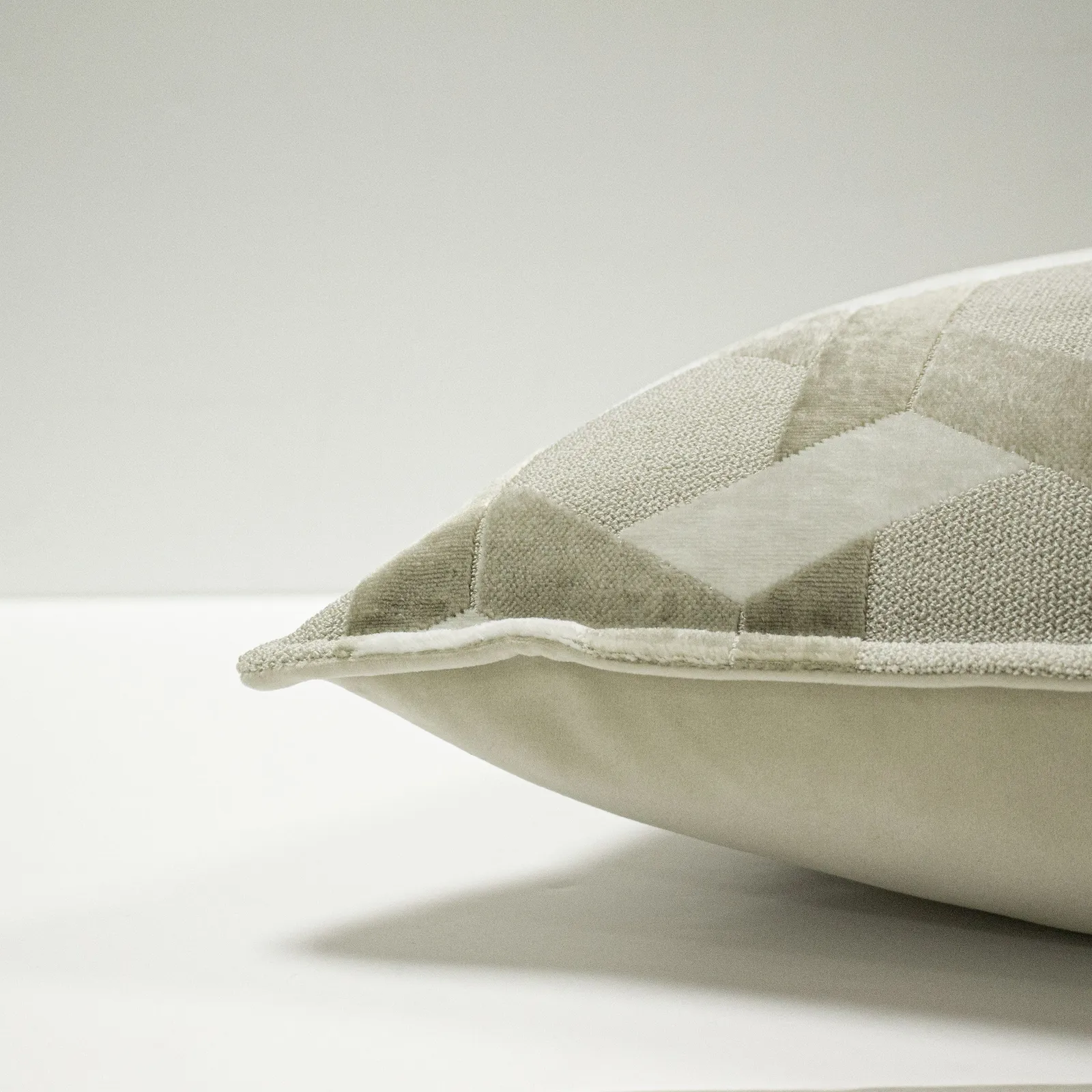 Paoletti Delano Geometric Velvet Cushion in Ivory 5