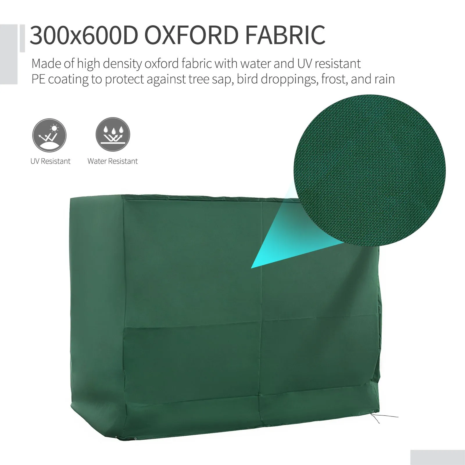 OUTSUNNY Large Outdoor Swing Chair Cover Garden Furniture Protector in Green 5