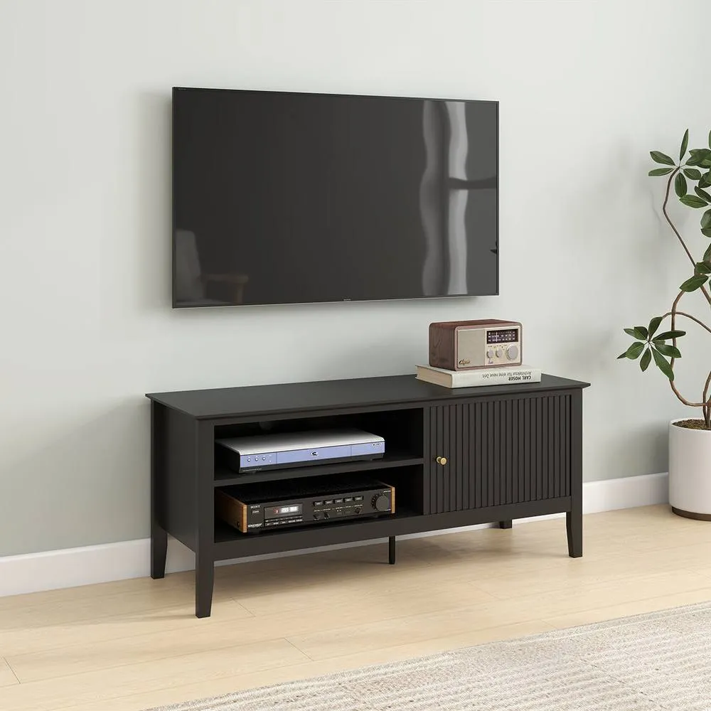 Melody Maison Large Black Wooden Tv Cabinet - Hales Black Range