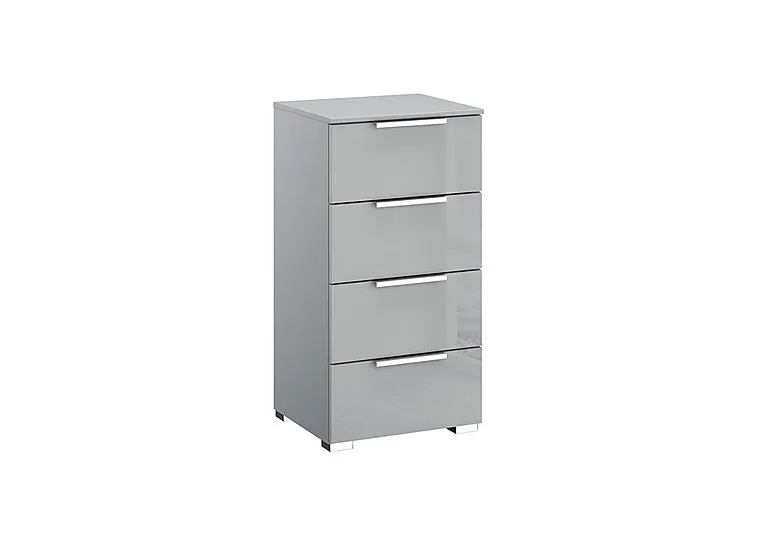 Formes Glass 4 Drawer Narrow Chest - Silk Grey/Silk Grey Front
