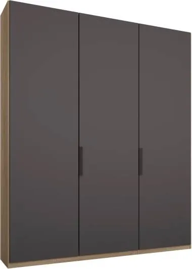 Caren 3 door 150cm Hinged Wardrobe, Oak Frame, Matt Graphite Grey Doors