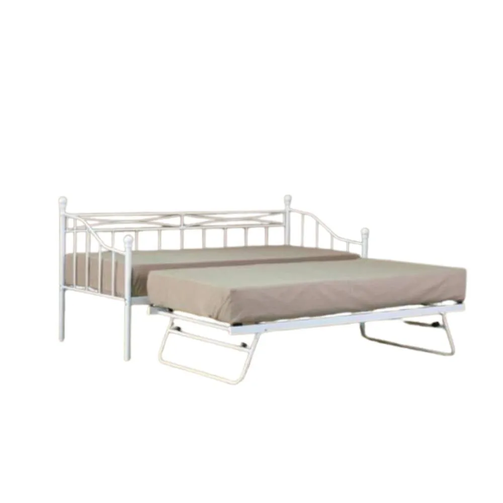 Comfy Living Ltd Metal Daybed With Trundle in White 2