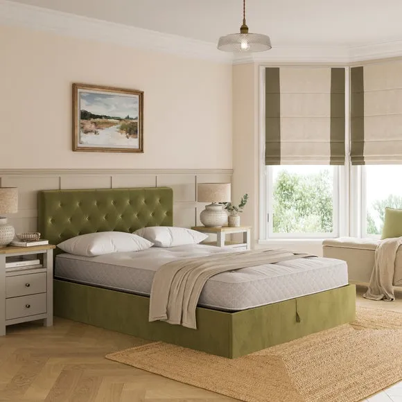 Emberly Velvet Ottoman Bed Frame 1
