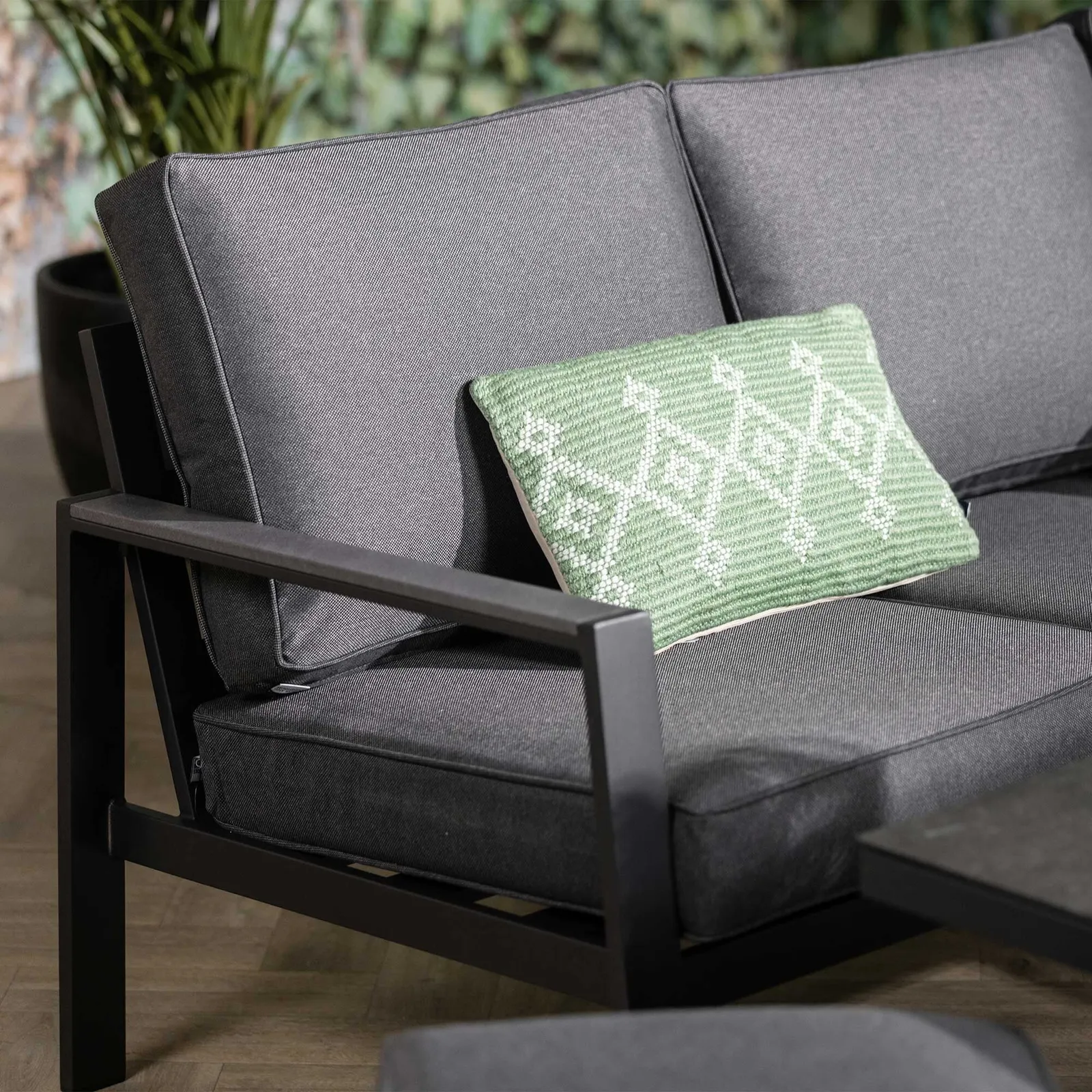 Fierza Corner Sofa Set With Rising Firepit Table, Aluminium, Grey | Barker & Stonehouse 2