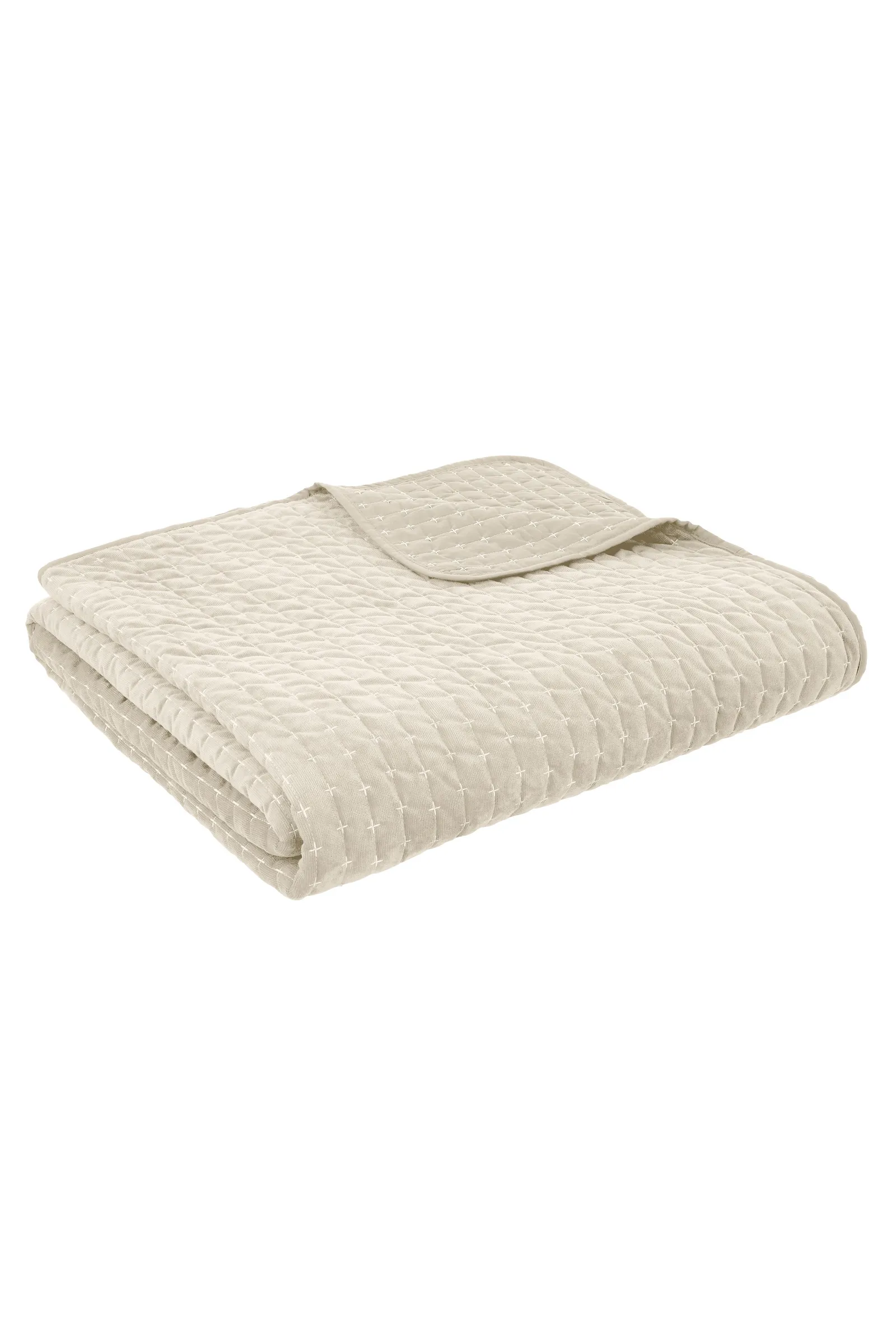 Bianca 'Attica Velvet' Embroidered Bedspread in Natural 3