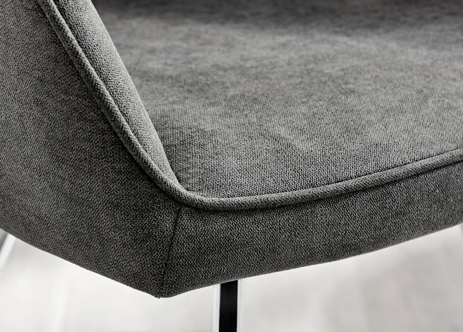 FurnitureboxUK Set of 2 Falun Deep Padded Dining Chairs Upholstered in Soft & Durable Fabric With Silver Chrome Legs in Dark Grey 4