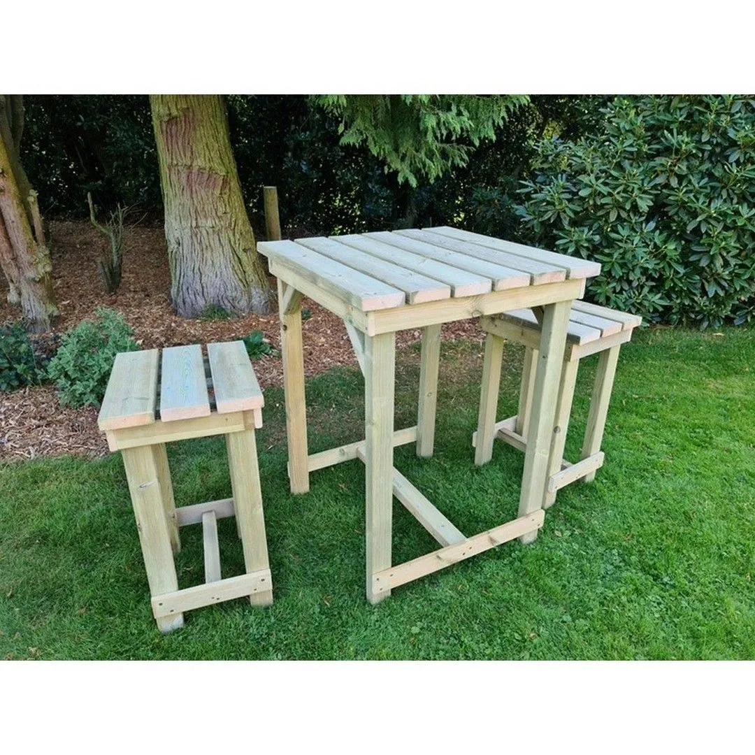 Churnet Valley Garden Furniture Ltd Butchers Bar Set - L80 x W80 x H107 cm in Brown 4