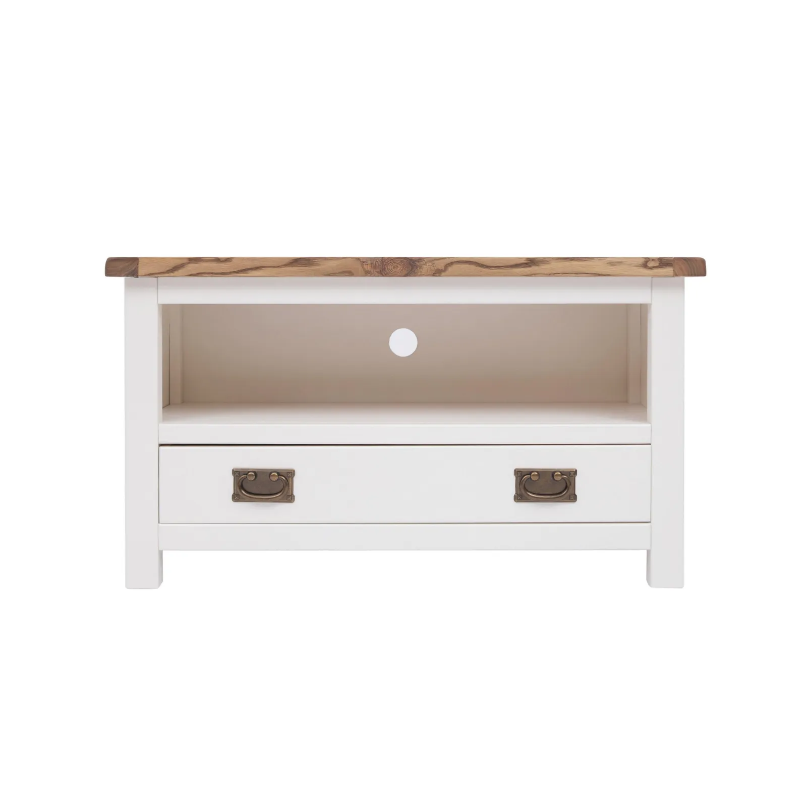 Cabinet Bits Lovere Off-White 1 Drawer TV Cabinet Brass Drop Handle