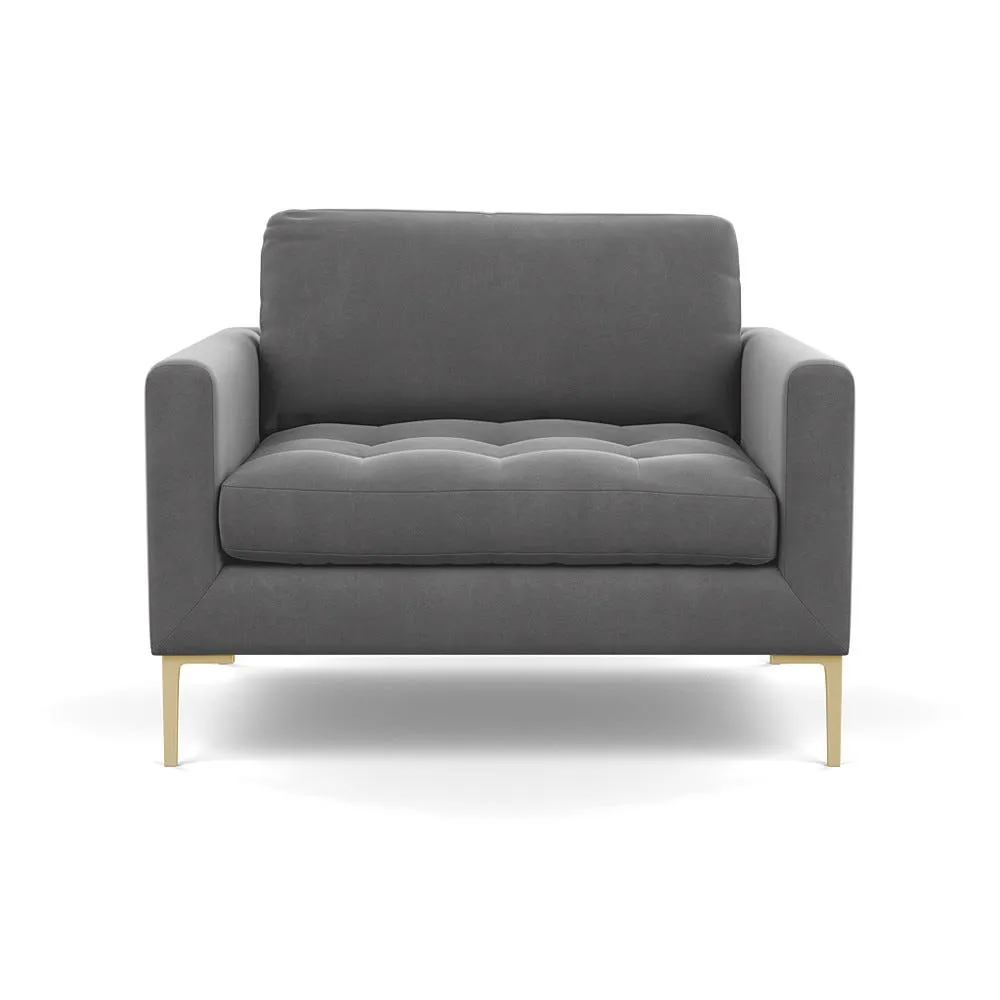 Heal's Eton Loveseat Smart Velvet Mercury Brass Feet