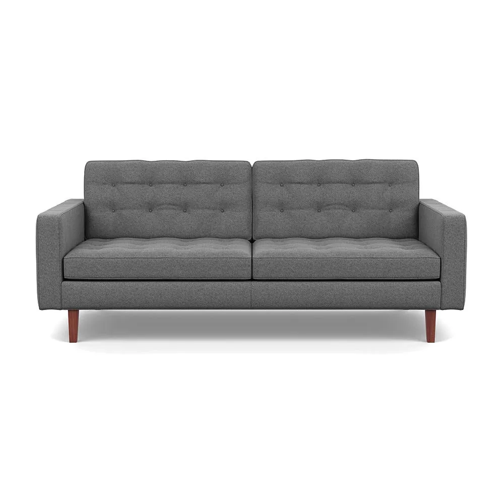 Heal's Hepburn 3 Seater St Moritz Wool Light Grey 157 Walnut Feet 1