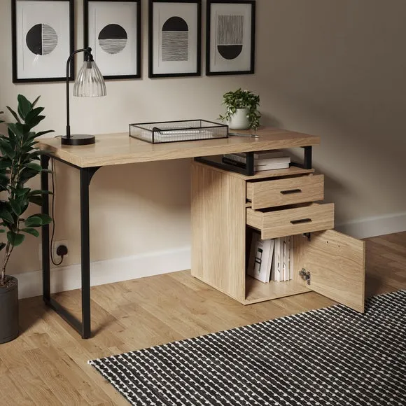 Edison Storage Desk Oak Effect 2