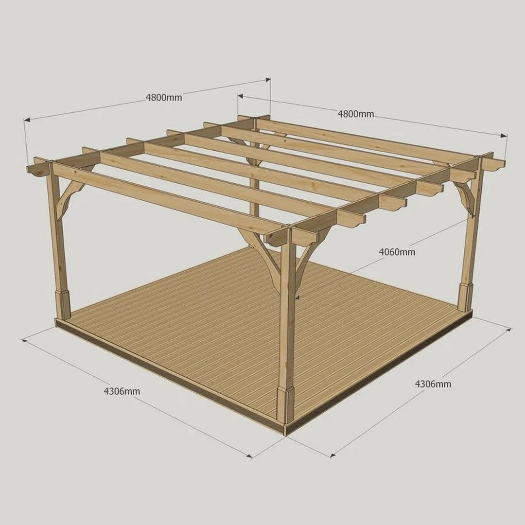 Rutland County Garden Furniture Ltd Premium Pergola & Decking Kit, Wood, L480 x W480 cm, Light Green 5